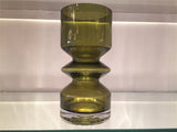 Finnish Riihimaki Lasi Oy Olive Green Vase