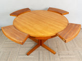 1960s Danish Dyrlund Teak Flip-Flap Pedestal Dining Table