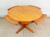 1960s Danish Dyrlund Teak Flip-Flap Pedestal Dining Table