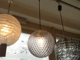 1970's Doria Handblown Dotted Grey Patterned Pendant Light