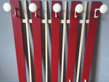 1960s Belgium Red and White Wooden Coat Rack