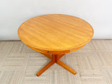 1960s Danish Dyrlund Teak Flip-Flap Pedestal Dining Table