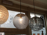 1970's Doria Handblown Dotted Grey Patterned Pendant Light