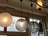 1970's Doria Handblown Dotted Grey Patterned Pendant Light