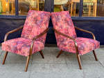 Pair of Czech 1960s Bentwood Armchairs in Linwood Fabric