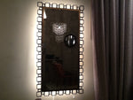 1970's Backlit Bronze and Metal Mirror