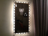 1970's Backlit Bronze and Metal Mirror