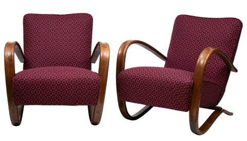 Pair of 1930s Art Deco H269 Armchairs by Jindrich Halabala