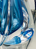 1950s Val St Lambert Blue Crystal Glass Table Lamp