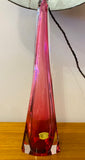Tall 1950s Val St Lambert Pink Glass Table Lamp