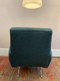 Pair of Vintage Italian 1950s Armchairs in Teal Fabric