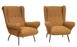 Pair of Stylish 1950s Italian Armchairs in Harvest Gold Fabric