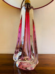1950s Val St Lambert Pink Crystal Table Lamp