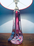 1950s Val St Lambert Pink Crystal Table Lamps