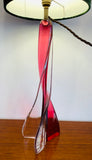 1950s Val St Lambert Pink Twisted Tripod Table Lamp