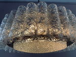 1960s Doria Leuchten Tubular Glass and Brass Chandelier