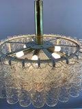 1960s Doria Leuchten Tubular Glass and Brass Chandelier