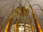 1960s Italian Brass and Murano Glass Chandelier by Paolo Venini