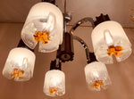 1960s Italian Mazzega Chrome and Carved Wood Murano Glass Chandelier