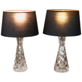 1960s Pair of Carl Fagerlund Croco Relief Glass Table Lamps by Orrefors