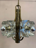 1960s Sische Brass and Glass Flower Pendant Light