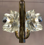 1960s Sische Brass and Glass Flower Pendant Light