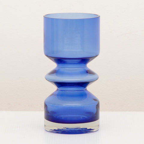 1960s Finnish Blue Riihimaki Lasi Oy Vase by Tamara Aladin