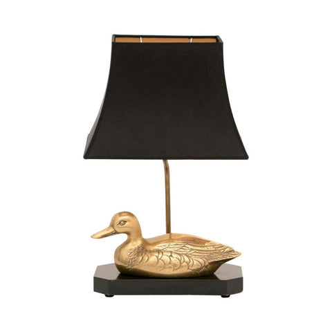 1970s French Brass Duck Table Lamp Maison Charles Style