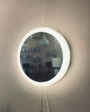 1970s German Round Hillebrand Illuminated Wall Mirror