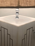 1970s Italian Geometric Inlaid Marble Table Lamp