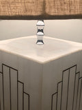 1970s Italian Geometric Inlaid Marble Table Lamp