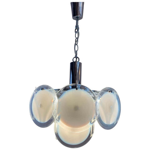 1970s Vistosi Style Hanging Glass Disc Chandelier