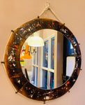 1970s Ceramic Tiled Round Mirror