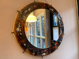 1970s Ceramic Tiled Round Mirror