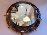 1970s Ceramic Tiled Round Mirror