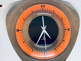 1970s Stainless Steel and Orange Jaz Transistor 'Noxic' Wall Clock