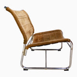 1970s Swedish Chrome & Suede Leather Lounge Chair