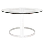 1970s Milo Baughman Chrome and Round Glass Dining Table