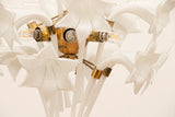 1970s Italian Murano Glass Flower & Brass Chandelier