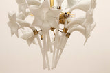 1970s Italian Murano Glass Flower & Brass Chandelier