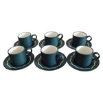 1970s Set of 6 Habitat 'Ripple' Coffee Cups and Saucers