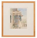 City Palace Udaipur Chandra Mahal by artist Ceri Shields.  Watercolour 1989