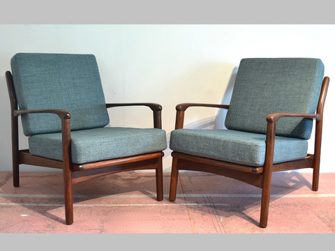 Pair of 1950s British Toothill Teak Armchairs