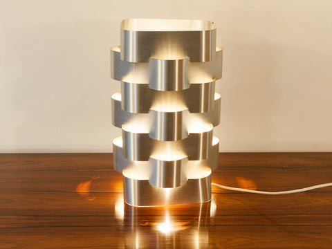 1970s Max Sauze French Aluminium Table Lamp