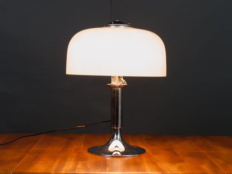 1970s iGuzzini Chrome and White Plexiglass Table Lamp