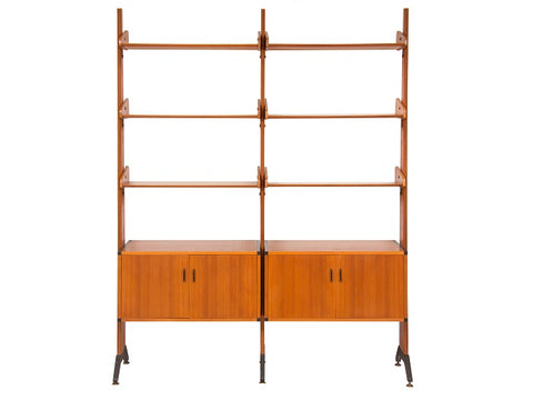 1960's Italian Teak Veneer Wall Unit by AV Arredamenti Contemporanei