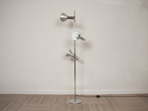 1970'S French Chrome Adjustable and Directional Three Shade Floor Lamp