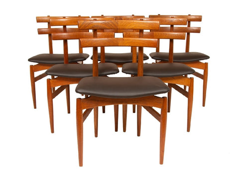 Rare set of 6 1950's Poul Hundevad Teak Model 30 Dining Chairs