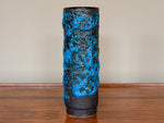 1960's West German Glossy Blue & Black Fat Lava Cylindrical Vase by Jopeko
