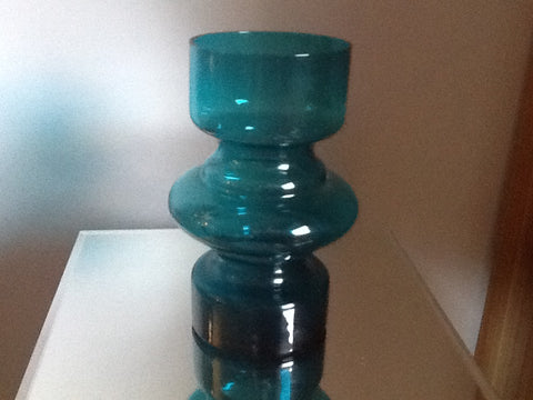 Small Turquoise Hooped Riihimaki Vase